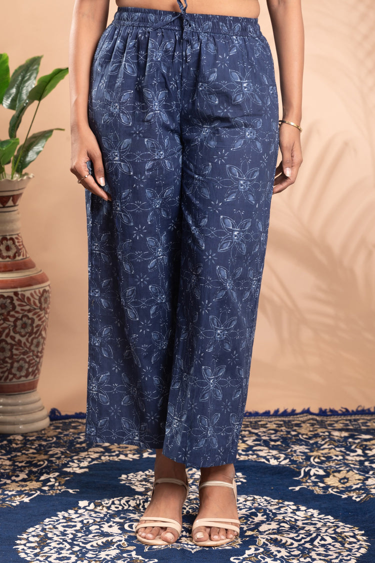 Indigo Printed Cotton Straight Co-ord Set