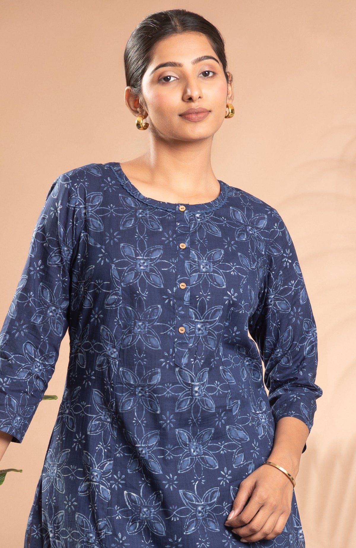 Indigo Printed Cotton Straight Co-ord Set