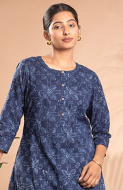 Indigo Printed Cotton Straight Co-ord Set