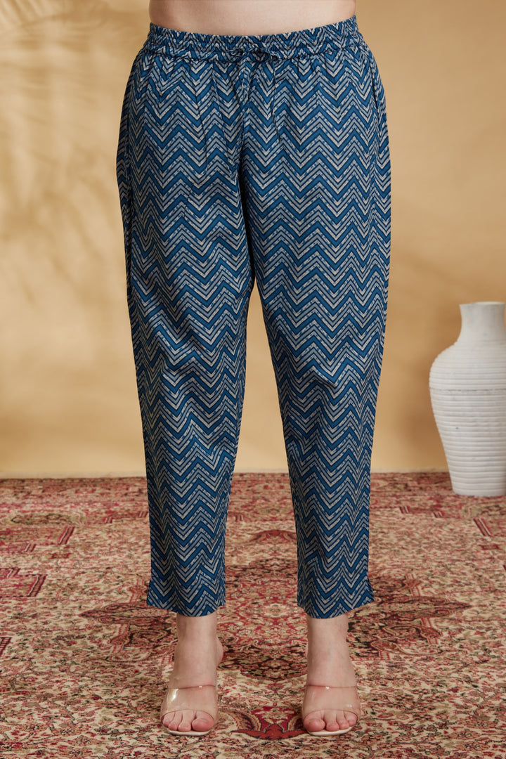 Indigo Printed Cotton Straight Co-ord Set