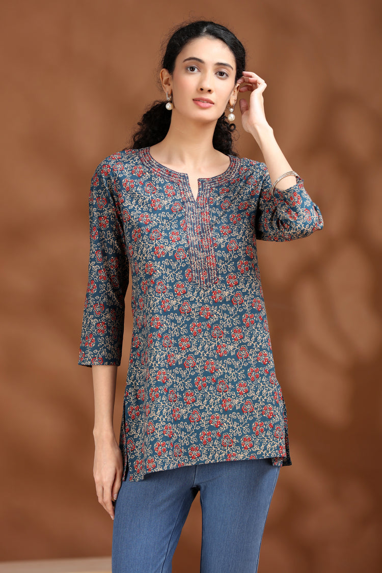 Indigo Printed Cotton Tunic