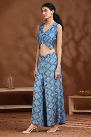 Indigo Printed Waistcoat Co-ord Set
