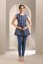 Indigo Blue Jaipuri Cotton Short Kurta for women and girls