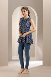 Indigo Blue Jaipuri Cotton Short Kurta for women and girls