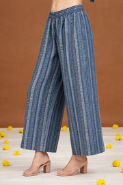 Indigo Blue Printed Cotton Pant