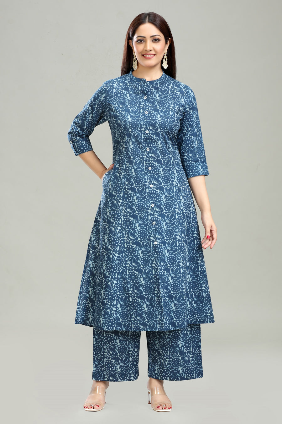 Co-ord Set Amethyst Hue Cotton Collar Kurta & Pants main image 1