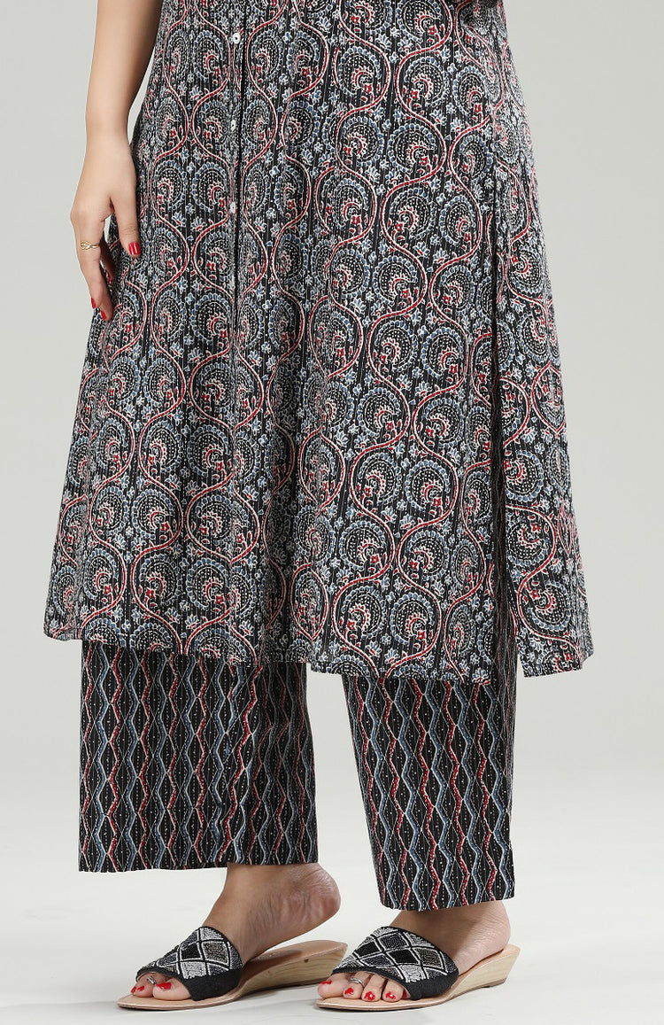 Black Jaipuri Cotton Straight  Fit Pant