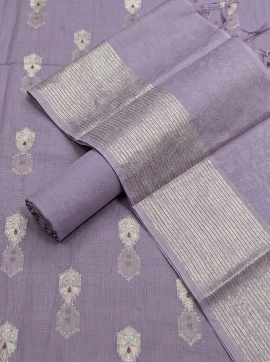Lavender Cotton Alfi Mulmul Dress Material