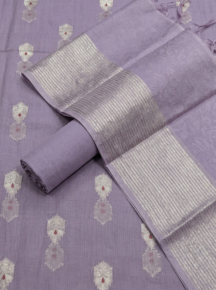 Lavender Cotton Alfi Mulmul Dress Material