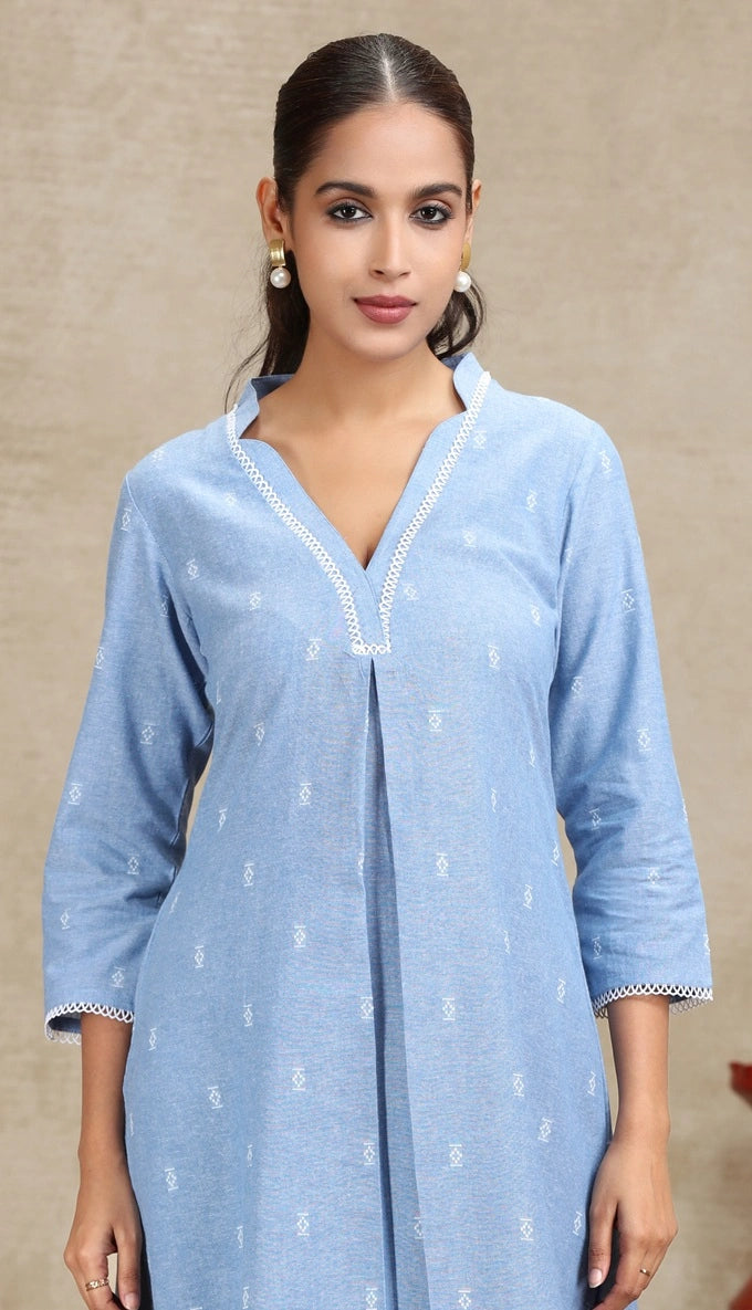 Light Blue Solid A-Line Kurta