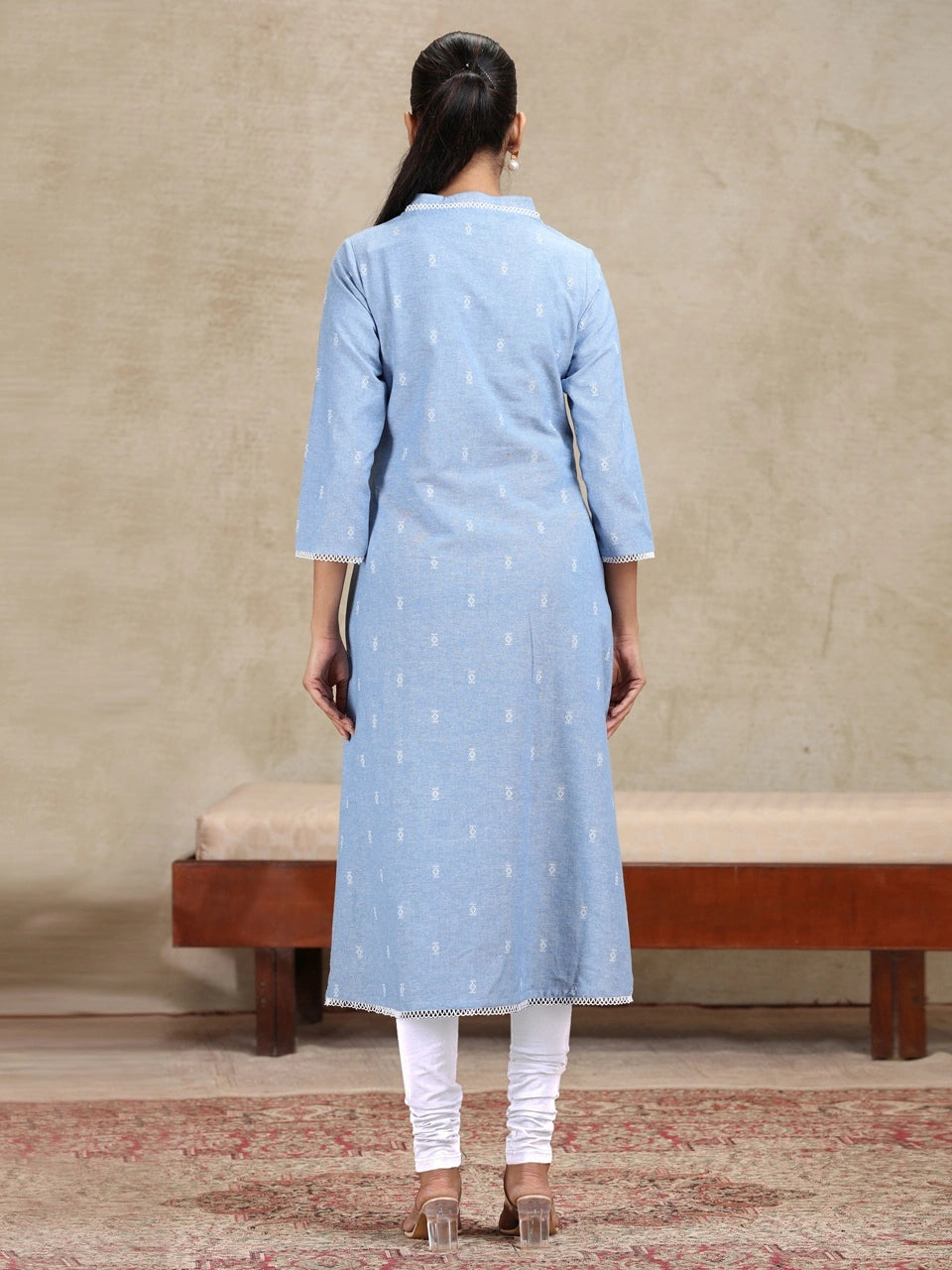 Light Blue Solid A-Line Kurta