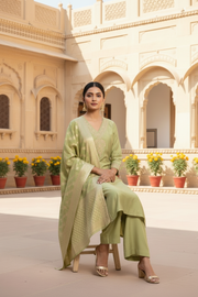 Light Green Embroidered Straight Ethnic Set