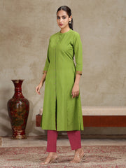 Light Green Floral Printed A-Line Kurta