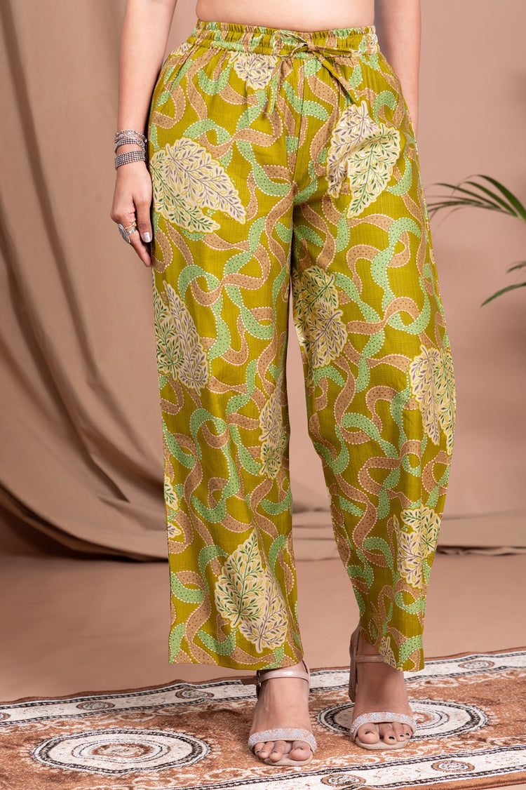 Light Olive Green Embroidered Straight Co ord Set