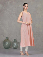 Light Peach Chevron Printed Flared Dress