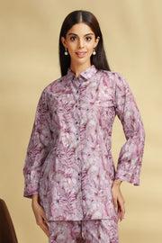 Light Purple Grammy Cotton Printed Straight Kurta Pant Co ord Set for women