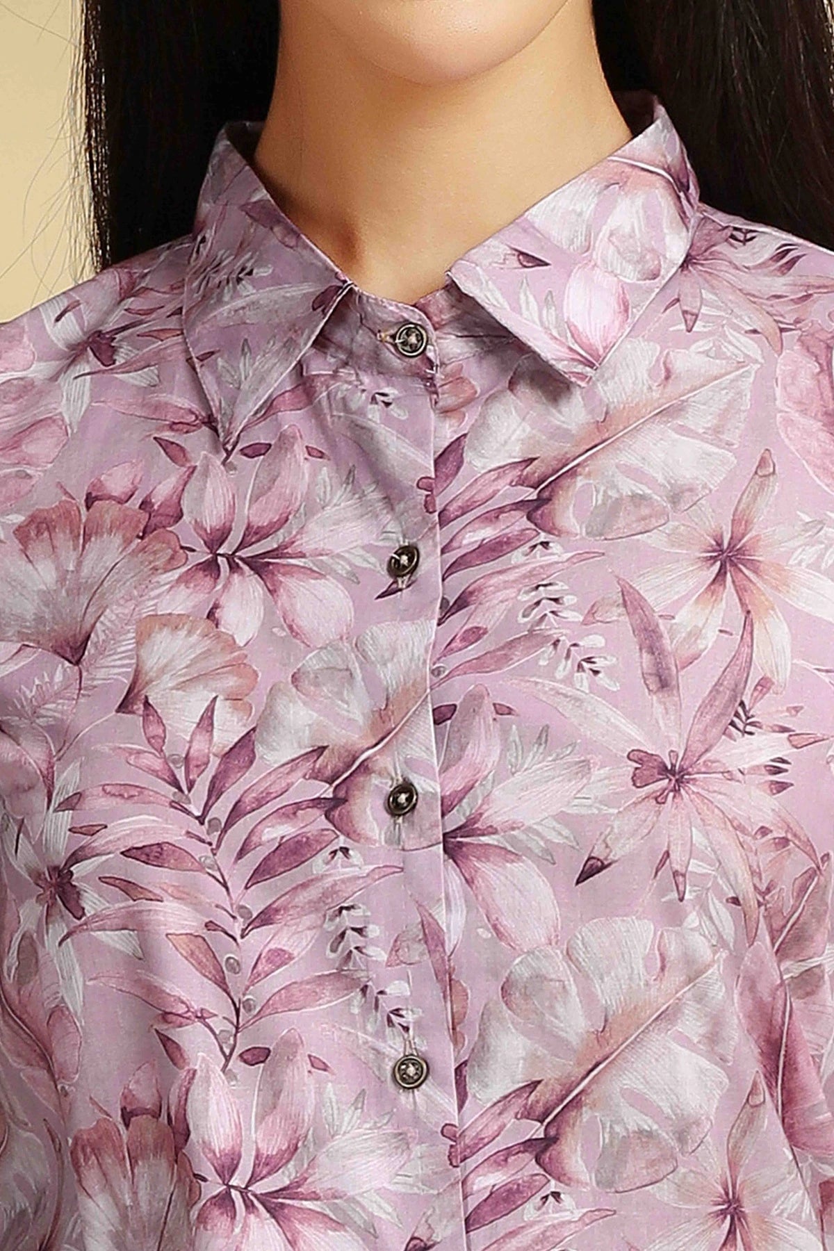 Light Purple Grammy Cotton Printed Straight Kurta Pant Co ord Set for women