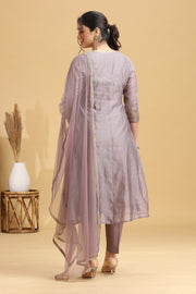 Lilac Embroidered A-Line Ethnic Set