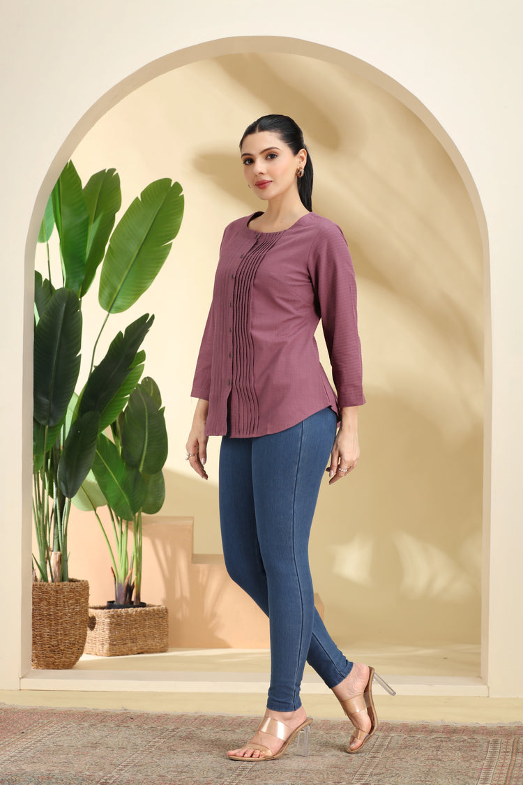 Light Purple Pintuck Tunic