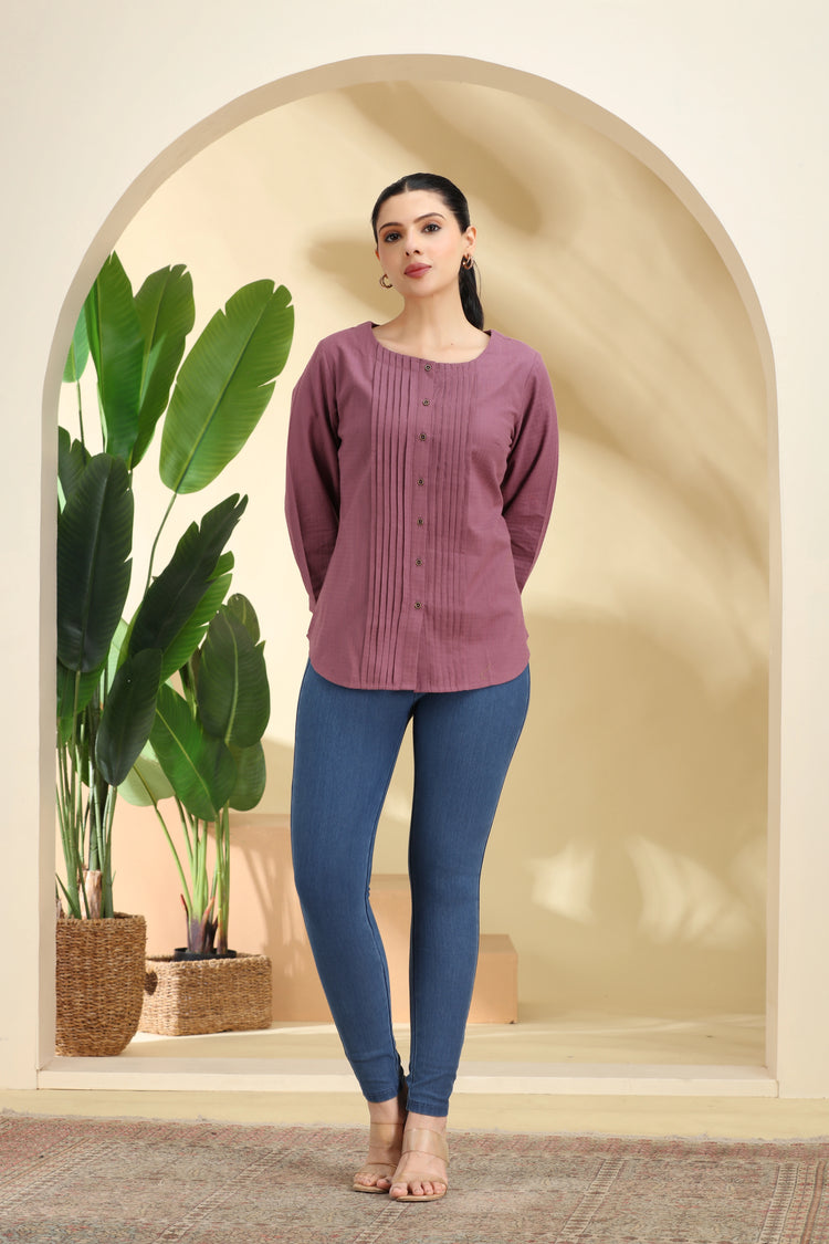 Light Purple Pintuck Tunic