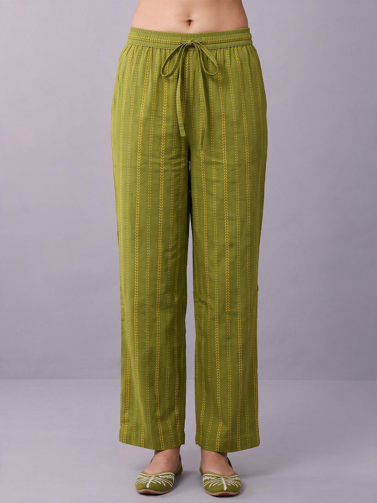 Lime Green Cotton Straight A Line Kurta Pant Co Ord Set