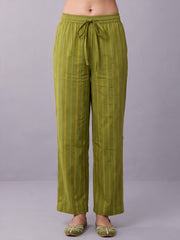 Lime Green Cotton Straight A Line Kurta Pant Co Ord Set