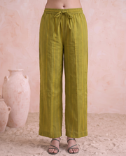 Lime Green Cotton Straight A Line Kurta Pant Co Ord Set
