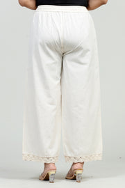 Off White Cotton Flax Palazzo for women and girls