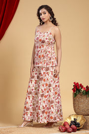 Peach Jaipuri Cotton Floral Printed Top