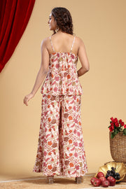 Peach Jaipuri Cotton Floral Printed Top