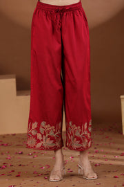 Magenta Embroidered A-Line Co-ord Set