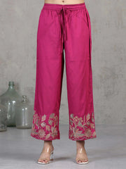 Magenta Floral Embroidered A-Line Co-ord Set