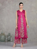 Magenta Floral Embroidered A-Line Co-ord Set