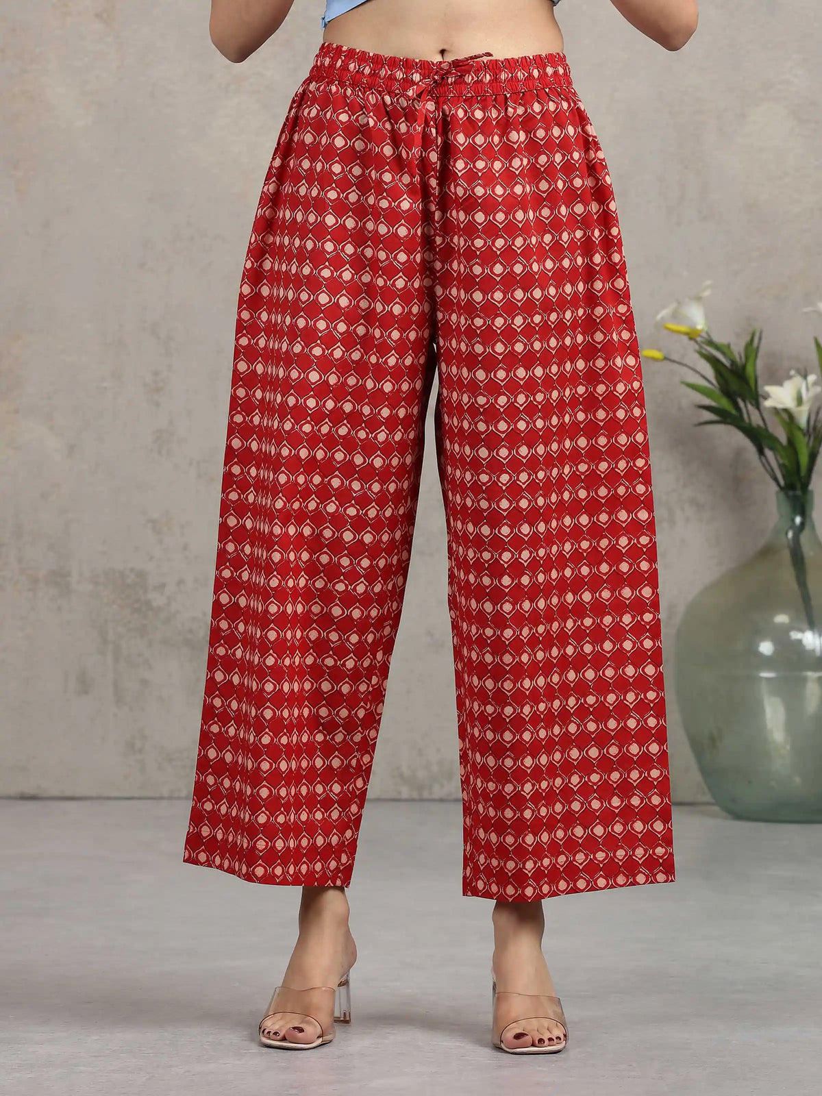 Maroon Floral Printed Straight Cotton Ethnic Set