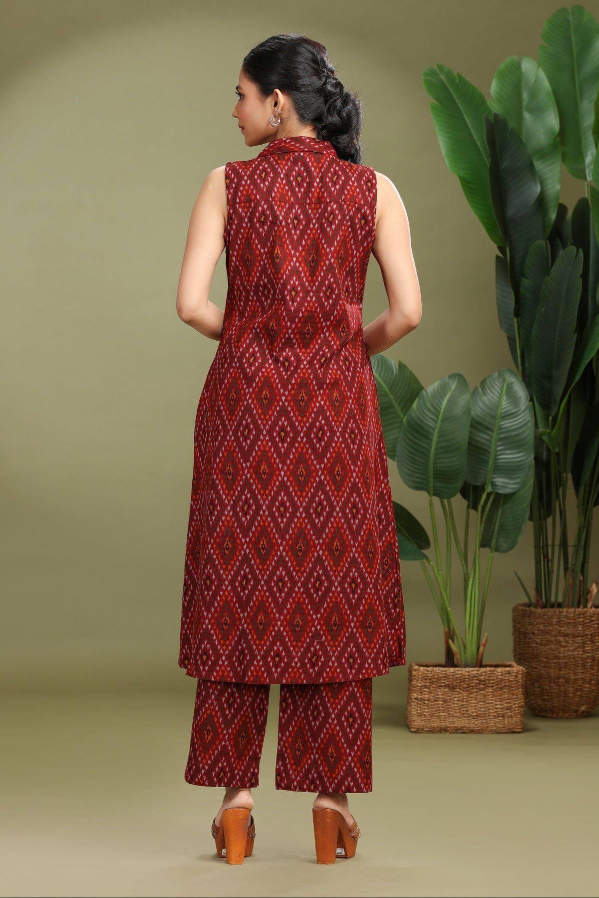 Maroon Cotton Flex Printed A-Line Co-ord Set