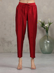 Maroon Floral Embroidered Straight Ethnic Set
