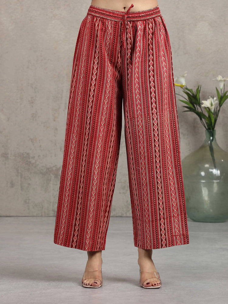 Maroon Floral Printed Straight Co-ord Set