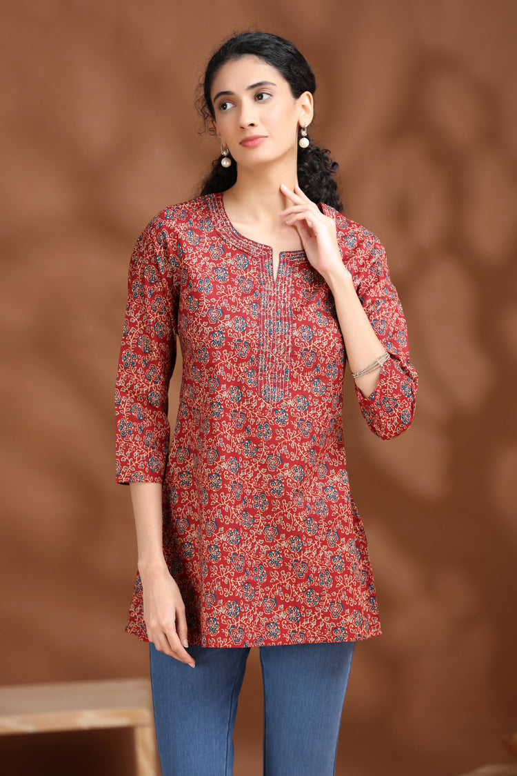 Maroon Printed Cotton Tunic