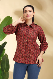 Maroon Printed Cotton Tunic
