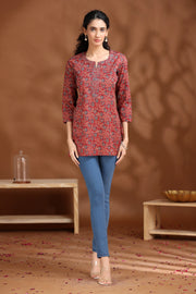 Maroon Printed Cotton Tunic