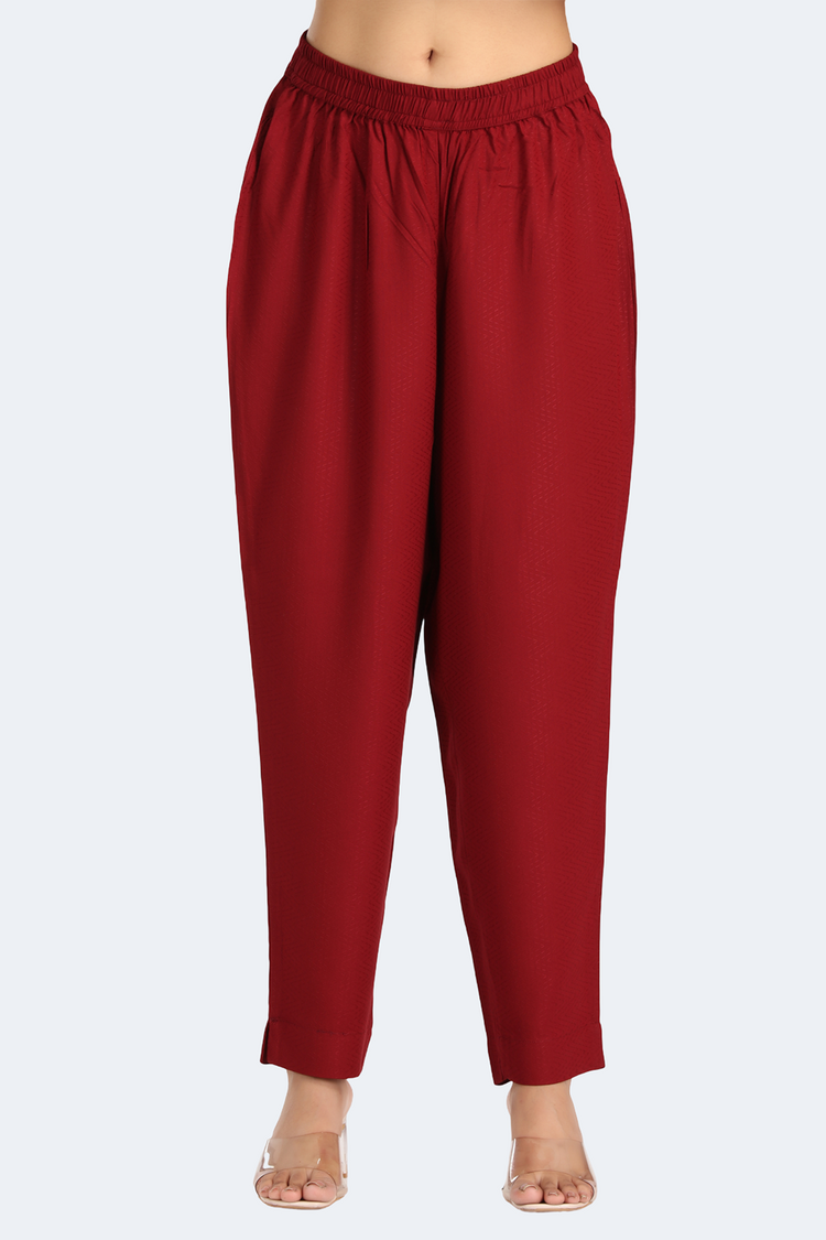 Maroon Rayon Embroidered Straight Kurta Pant Co ord Set