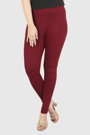 Maroon Cotton Lycra Ankle Length Legging