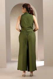 Mehendi Green Flex Cotton Embroidered Straight Kurta and Pant Set