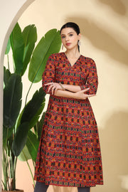 Multi Printed Cotton Straight Kurta