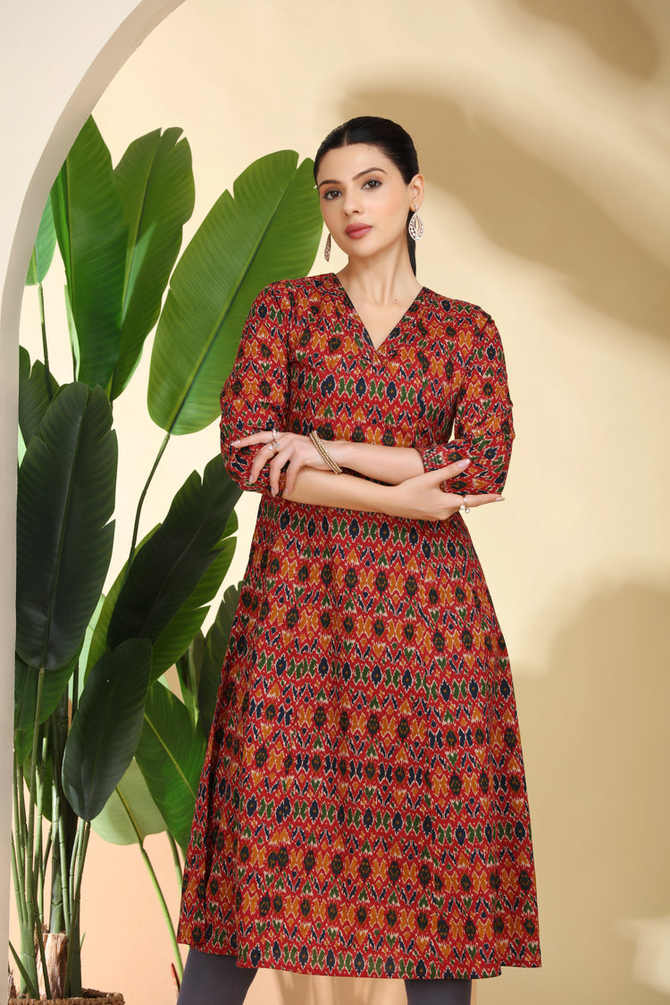 Multi Printed Cotton Straight Kurta