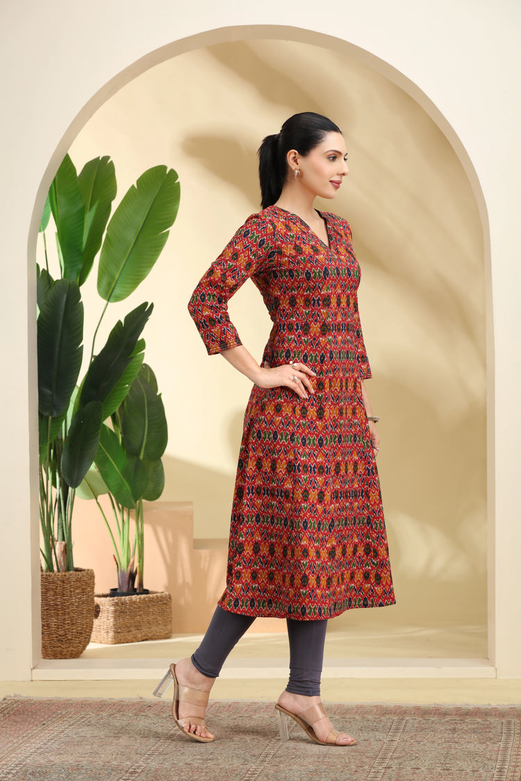 Multi Printed Cotton Straight Kurta