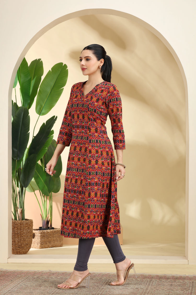 Multi Printed Cotton Straight Kurta