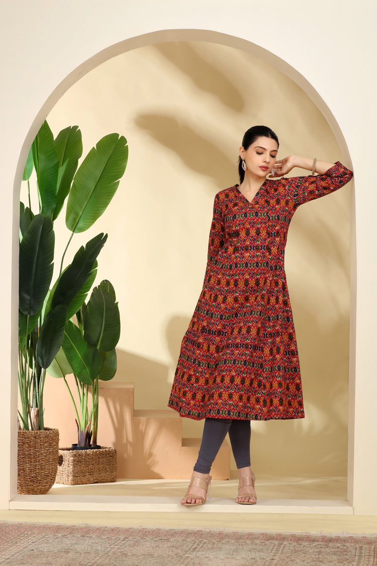 Multi Printed Cotton Straight Kurta