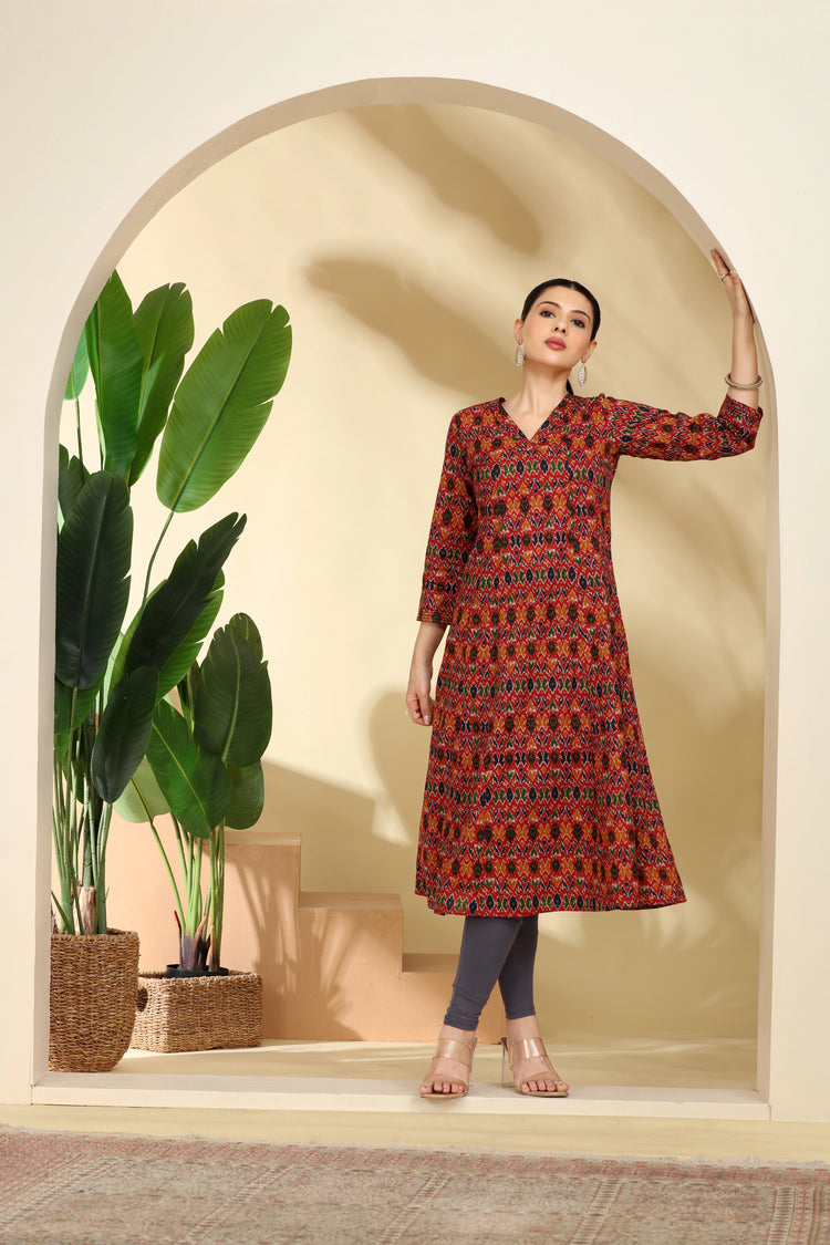 Multi Printed Cotton Straight Kurta