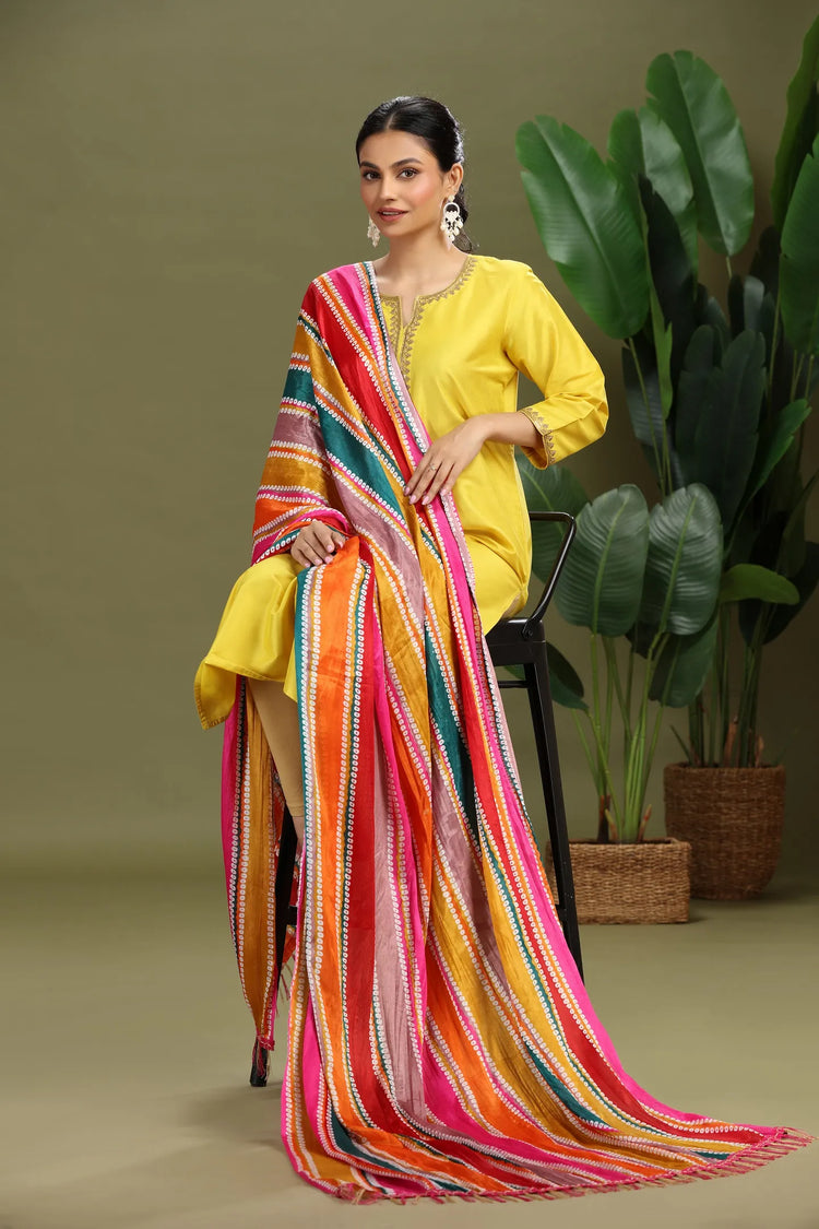 Multicolor Chiffon Floral Printed Dupatta